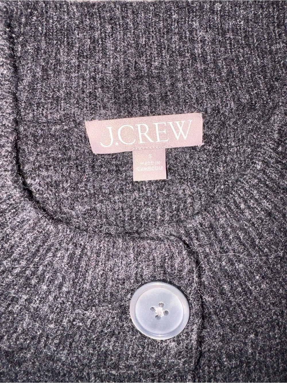 J. Crew Gray Button-Front Crewneck Cardigan